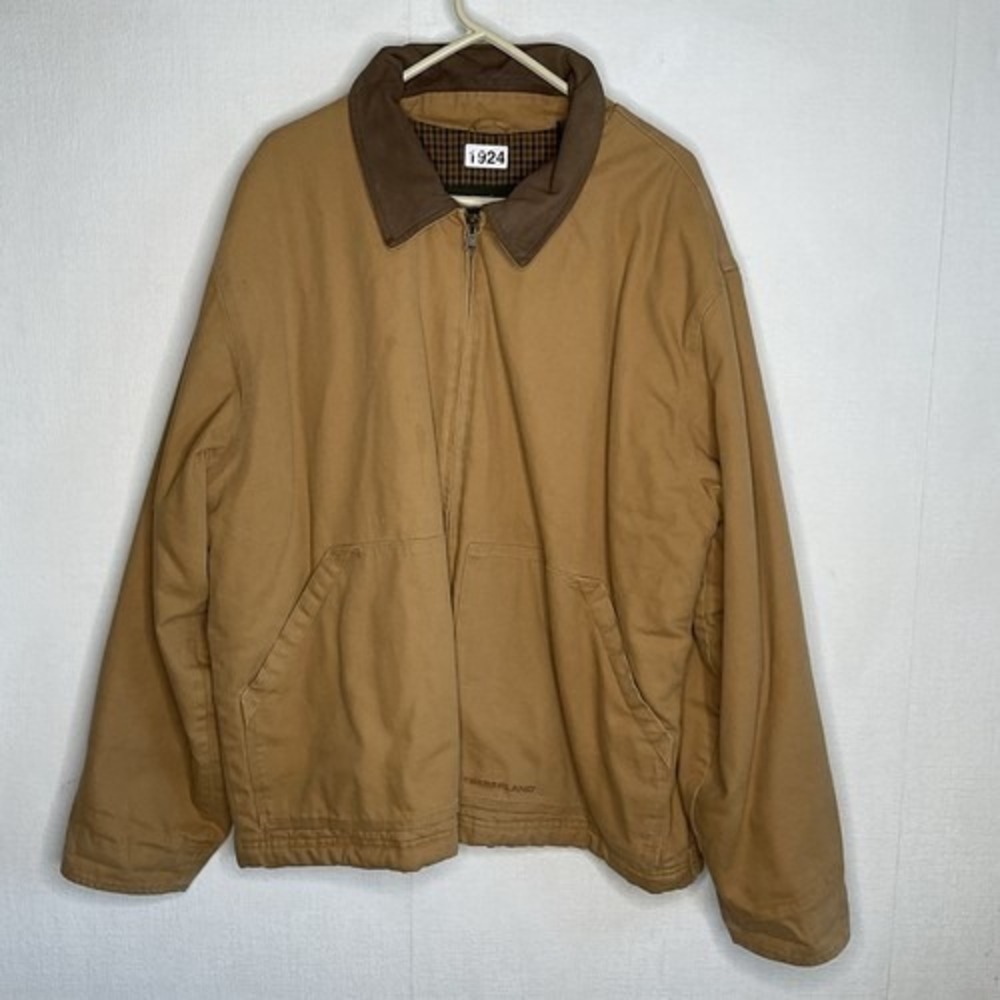 VTG Timberland Weathergear Tan/Brown FullZip Chore Jacket Barn Coat Men XL China